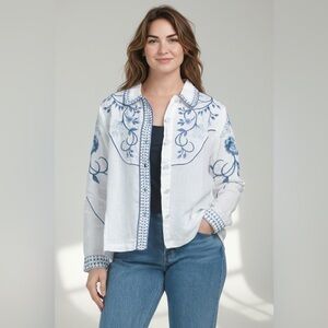 Johnny Was Linen Western Jacket